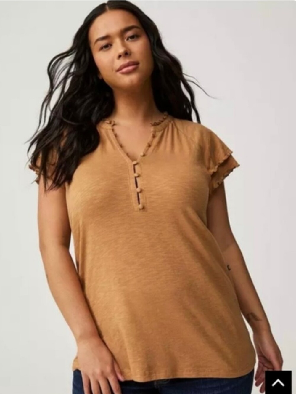Torrid Girlfriend Heritage Slub V-Neck Flutter Sleeve Tee